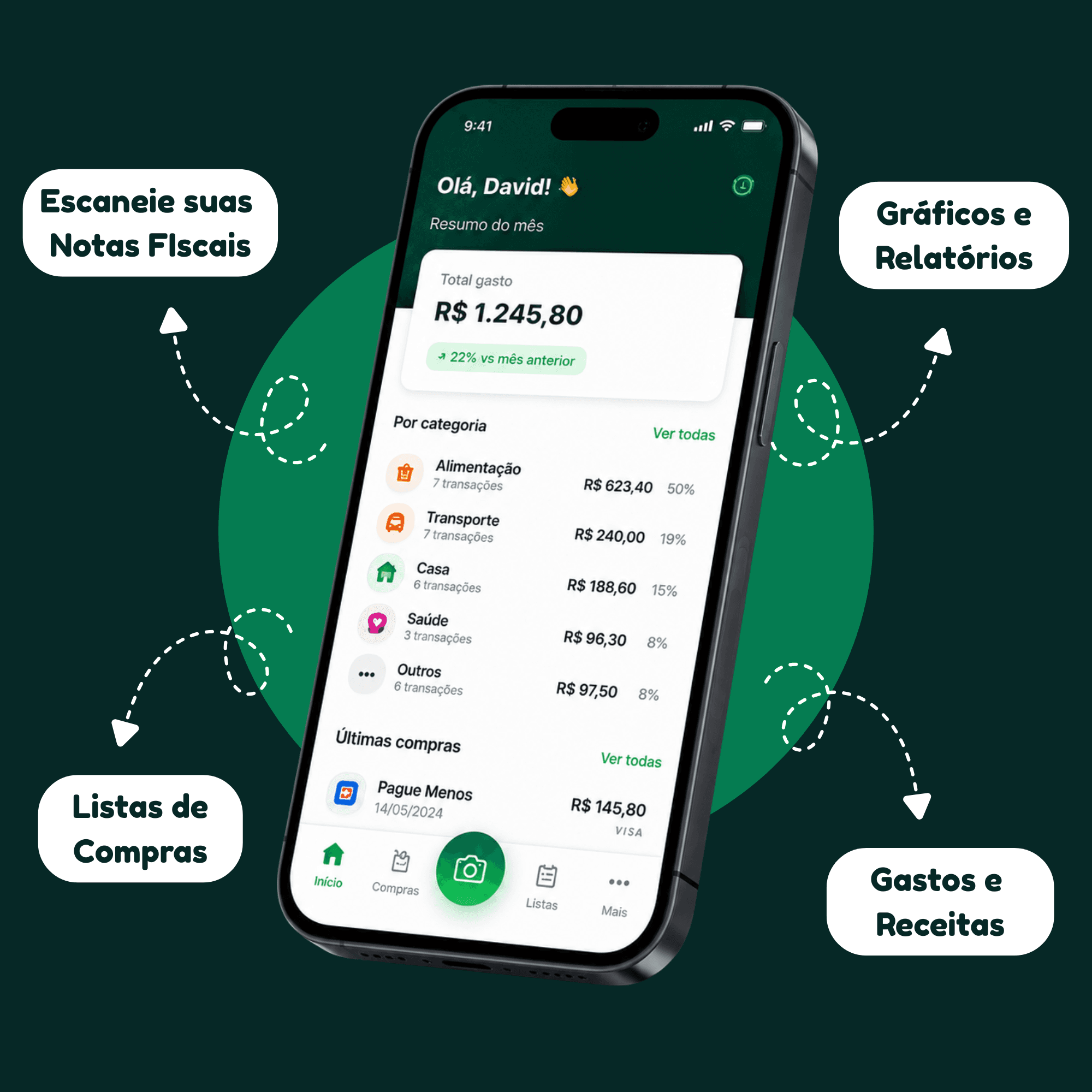 Nota Lá - tela inicial do app